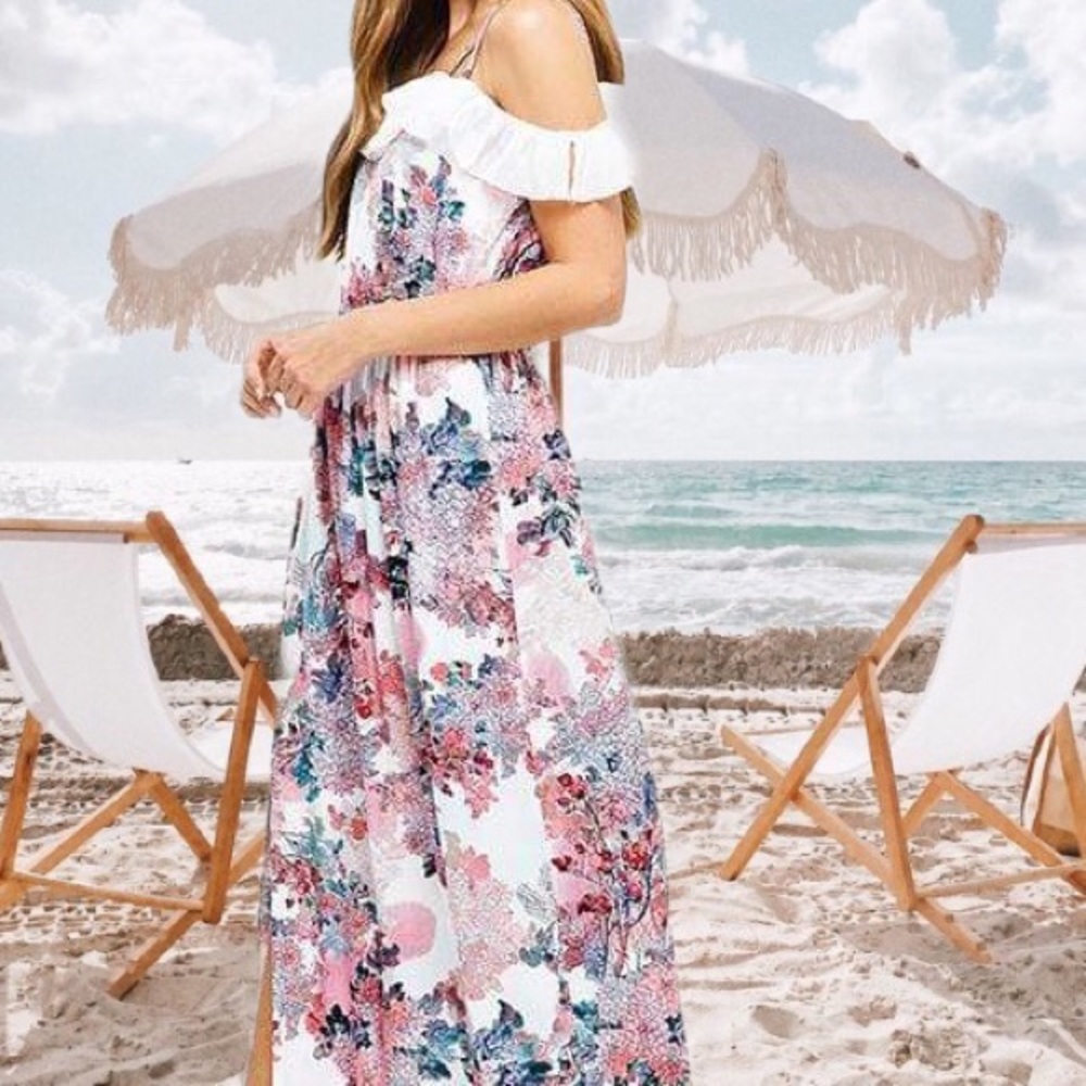 Pink Floral Maxi Sun Dress